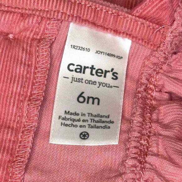 Carter's Just For You Corduroy Bib Overalls Girls 6M | Pink Pants - Picture 5 of 6